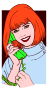 redhead on phone